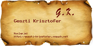 Geszti Krisztofer névjegykártya